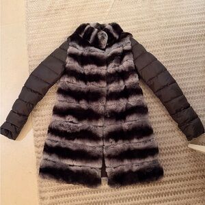 100% Rabbit Fur and Puffer Coat